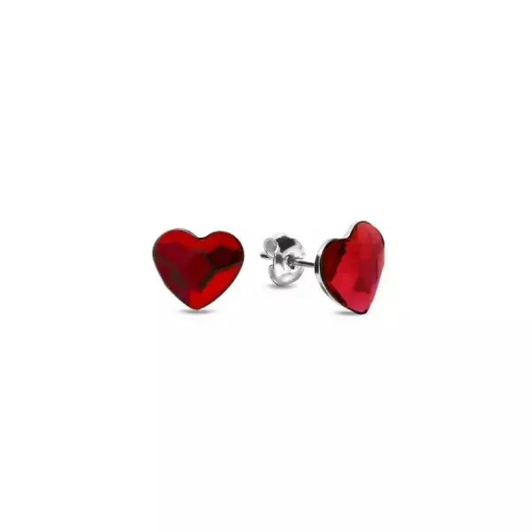 Srebrni uhani SPARK Little Princess K2808LSI s kristalom Swarovski v obliki srca barve Light Siam premera 0,6 cm