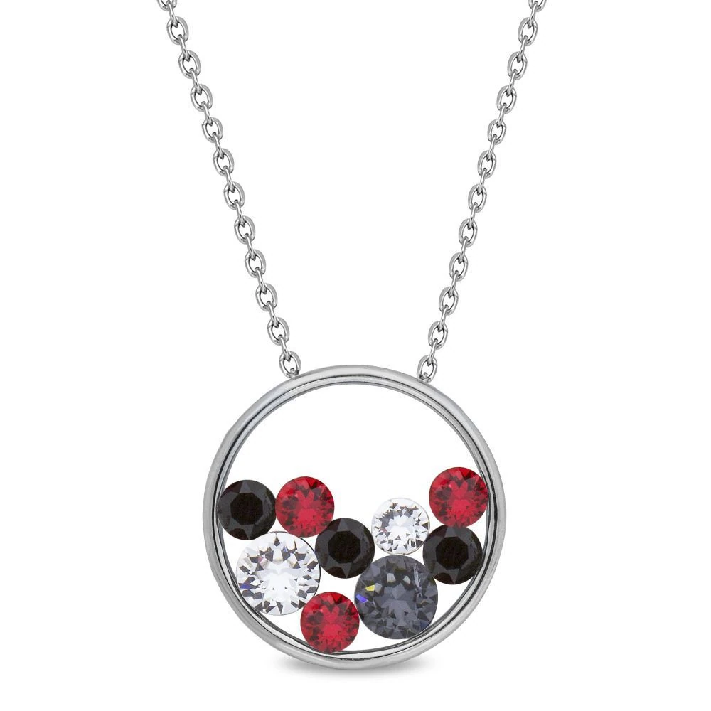 Verižica SPARK Circle of Life SN1088MIXAQ iz nerjavečega jekla s kristali Swarovski v rdečih, črnih, sivih in prozornih tonih