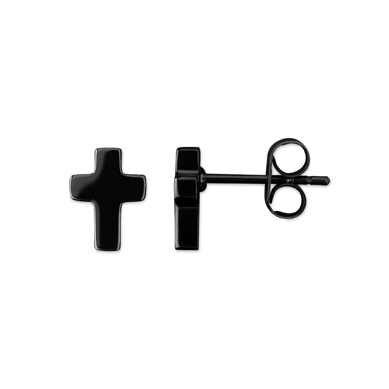 Moški uhani ROCHET Mysteres HBO8981A v obliki križa iz jekla s črnim PVD premazom