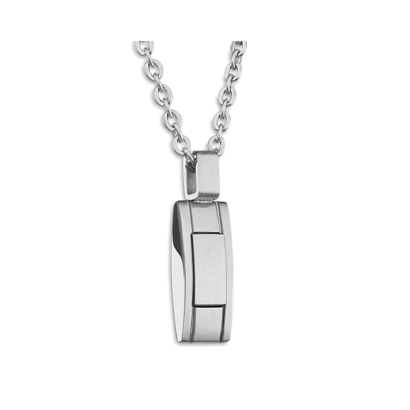Moška verižica z obeskom ROCHET Fame HP9560A iz satiniranega jekla v podolgovati strukturirani obliki z mat površino