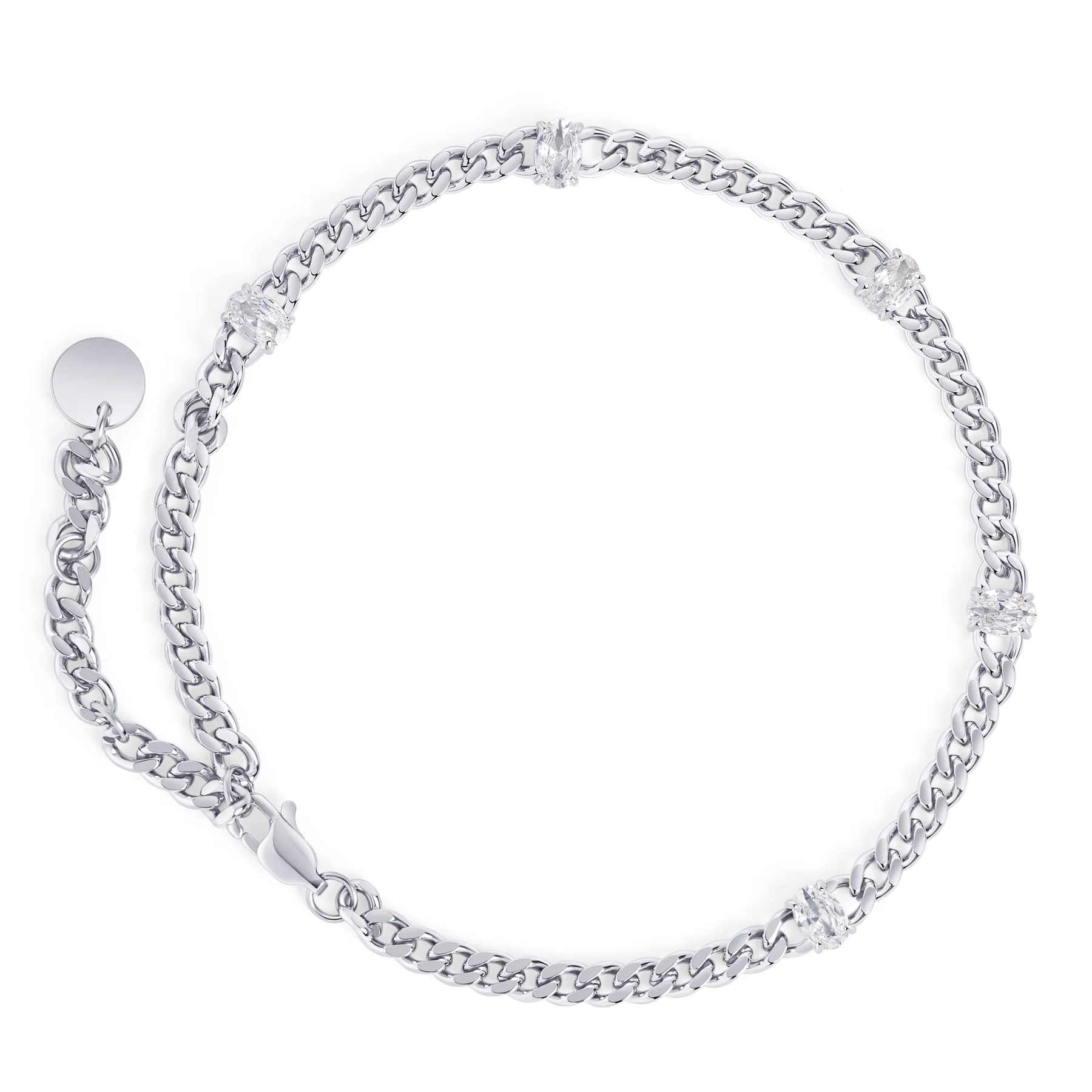 nagležnica MIA Elysia T126AN01AR s štirimi ovalnimi cirkoni na verižici širših členov