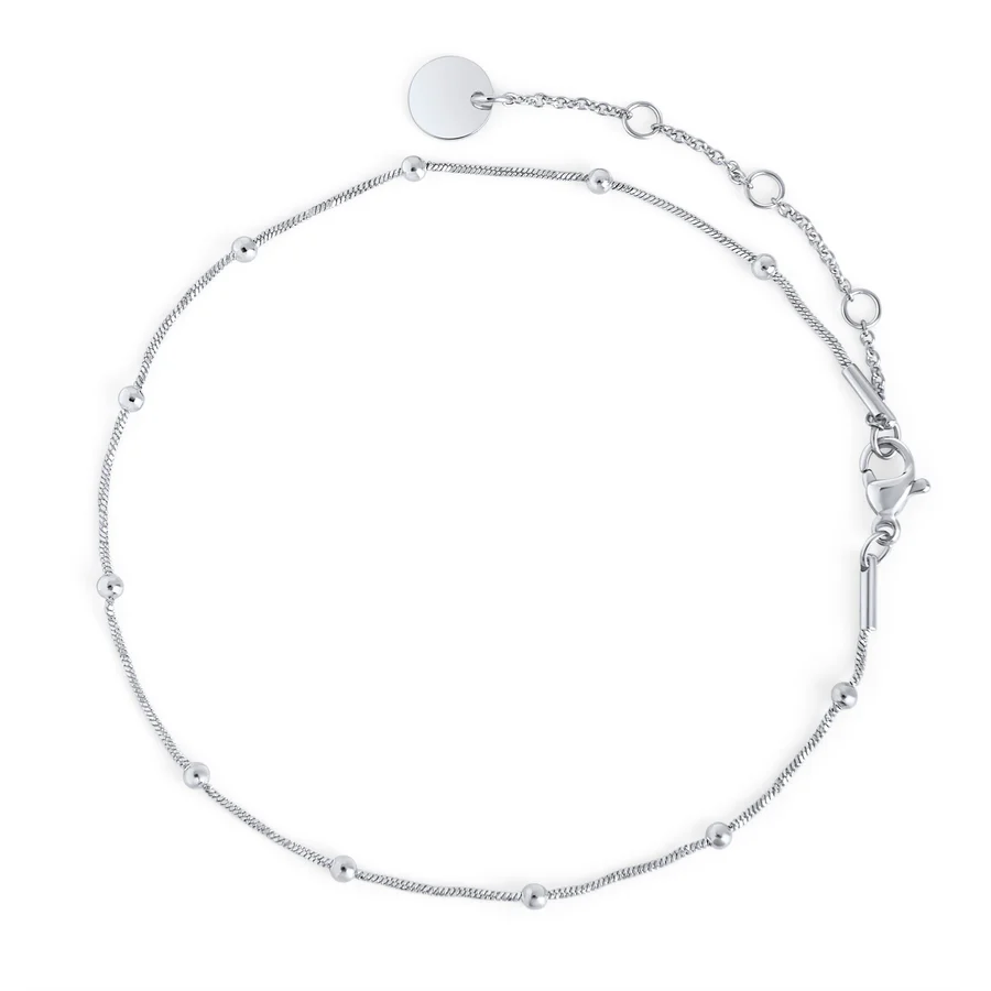 nagležnica MIA Julia srebrna z drobnimi kroglicami na tanki verižici minimalističen dizajn