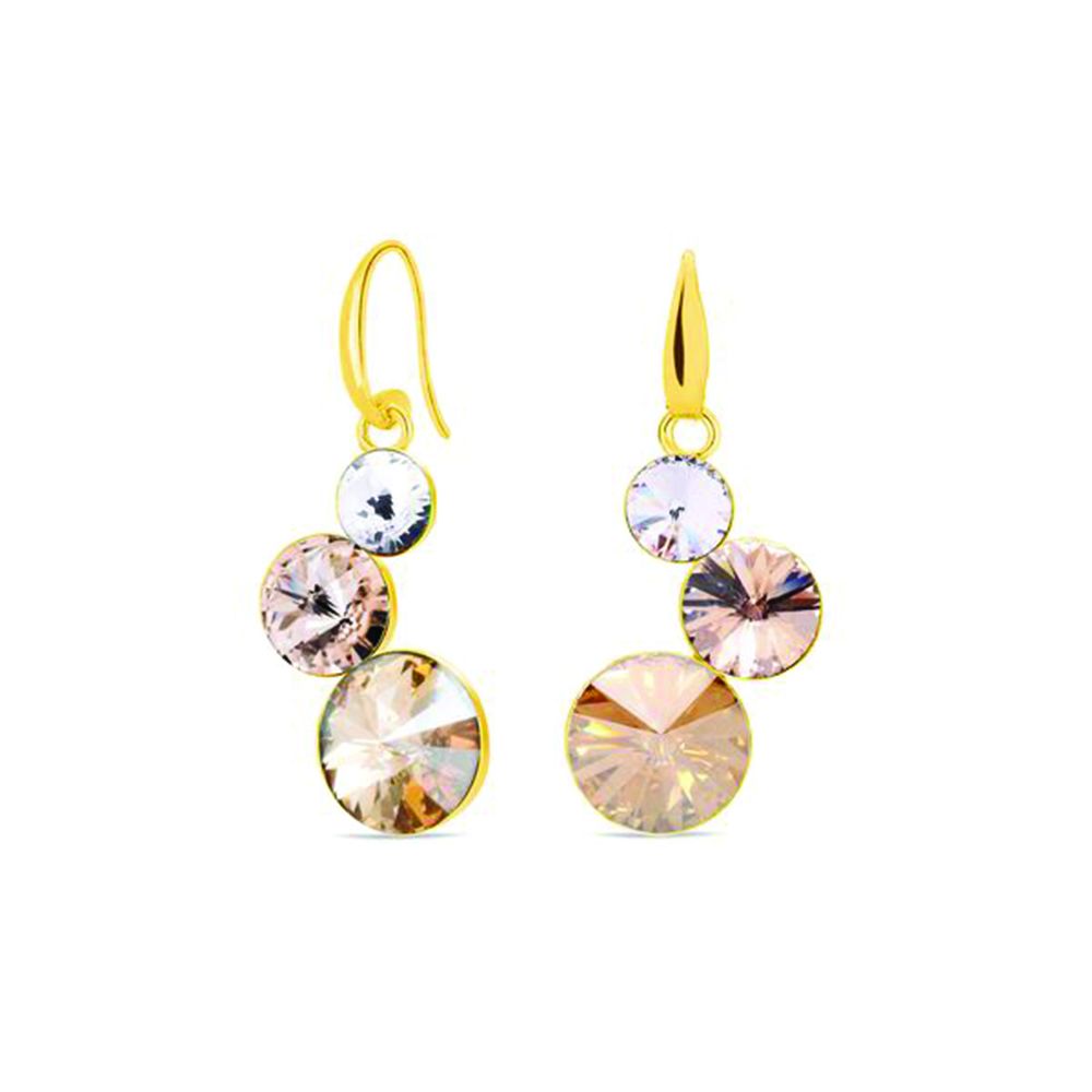SPARK Lollipop KWG11223GSSL viseči uhani s tremi Swarovski kristali v zlatih in nežnih rožnatih odtenkih, pozlačeno srebro 925