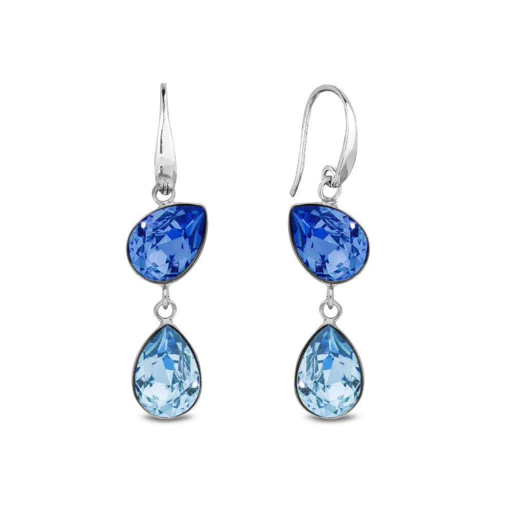 Uhani SPARK Nocturne KW4320SAAQ s padajočimi modrimi Swarovski kristali