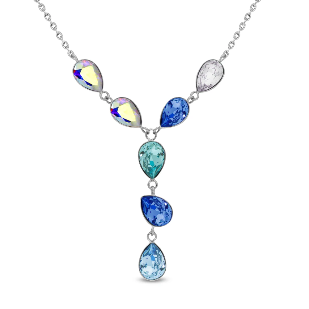Verižica SPARK Nocturne N43207SAAQ s padajočimi modrimi Swarovski kristali