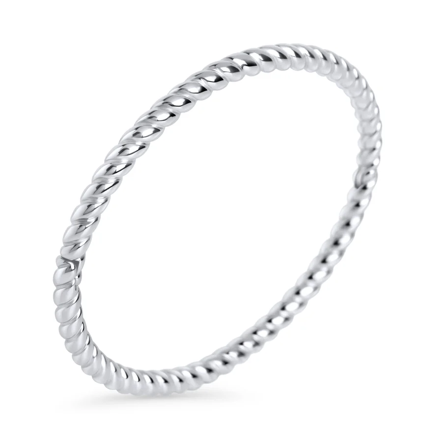 Zapestnica MIA Seren T126B006AR v srebrni barvi, (bangle oblika) s prepleteno površino iz kirurškega jekla 316L.