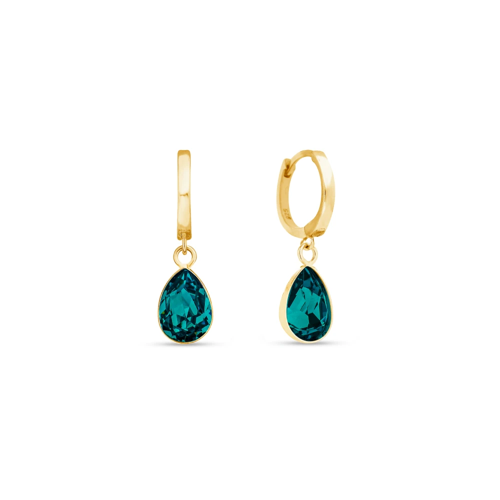 Uhani SPARK Dewdrop Creoles KCRG432010EM z visečim zelenim Swarovski kristalom