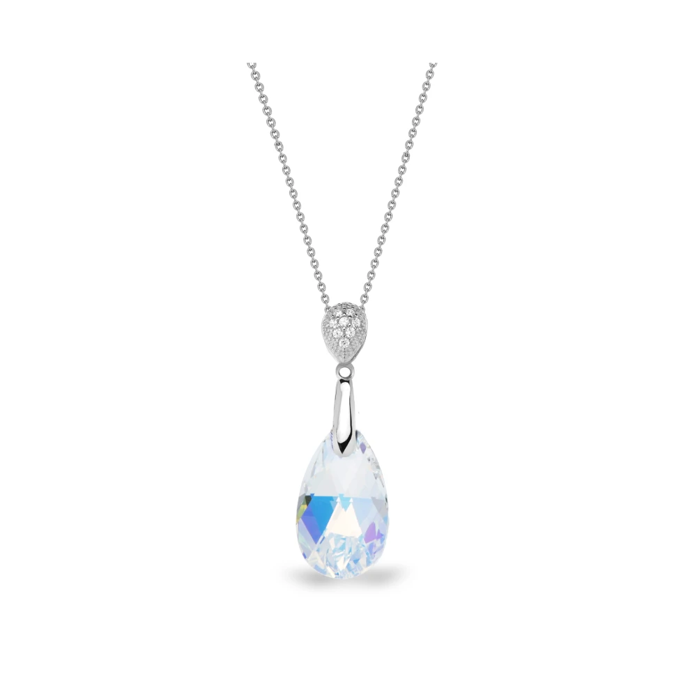 Verižica SPARK Dainty Drop N610616AB s kapljičnim Swarovski kristalom v svetlo modri barvi