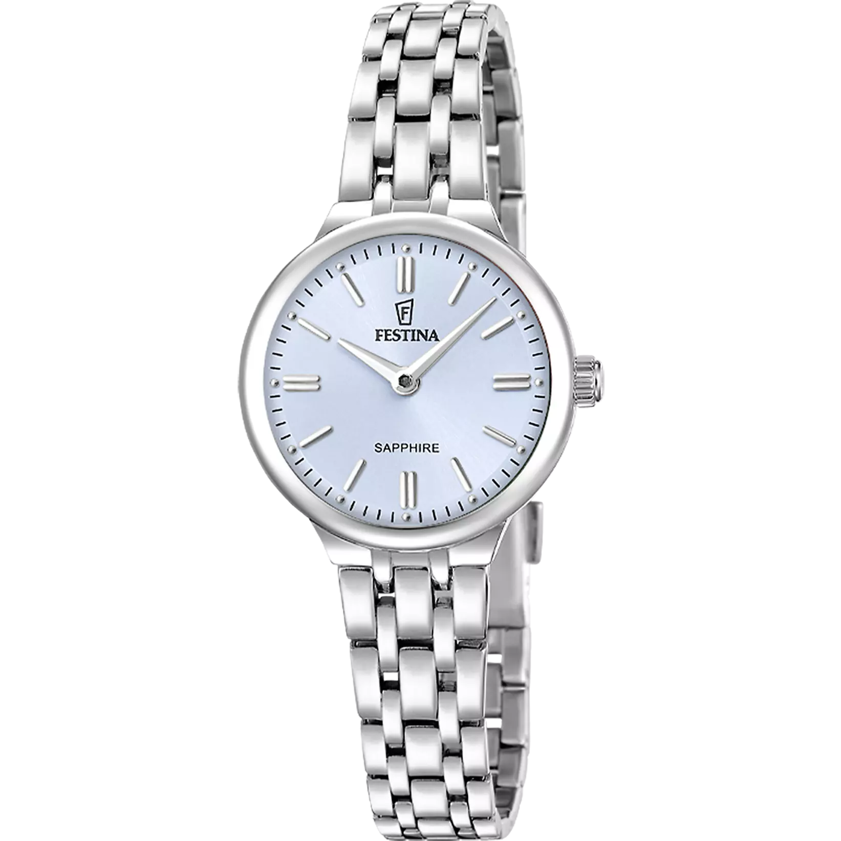 Ročna ura FESTINA F20744-3 Mademoiselle s svetlo modro številčnico in srebrno jekleno zapestnico