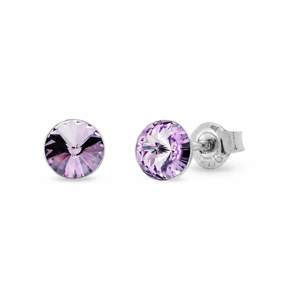 Uhani SPARK Candy KSP001V iz srebra 925 z vijoličnima kristaloma Swarovski® velikosti 6 mm