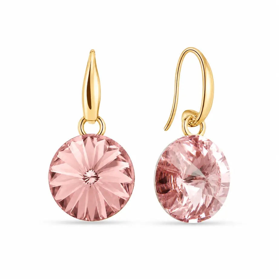 Uhani SPARK Candy KSPG003VR iz pozlačenega srebra 925 z okroglima kristaloma Swarovski® Vintage Rose velikosti 10 mm.