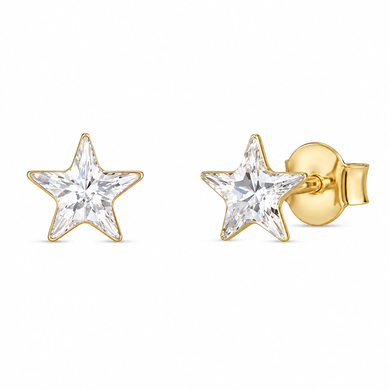 Uhani SPARK Star KSPG4745C iz pozlačenega srebra 925 s prozornimi zvezdastimi kristali Swarovski® velikosti 10 mm.