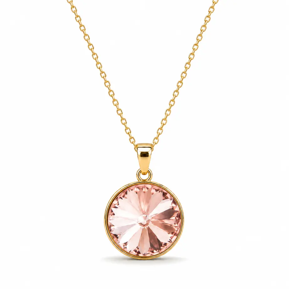 Verižica SPARK Candy NSPG003VR iz pozlačenega srebra 925 z okroglim kristalom Swarovski® Vintage Rose velikosti 12 mm.