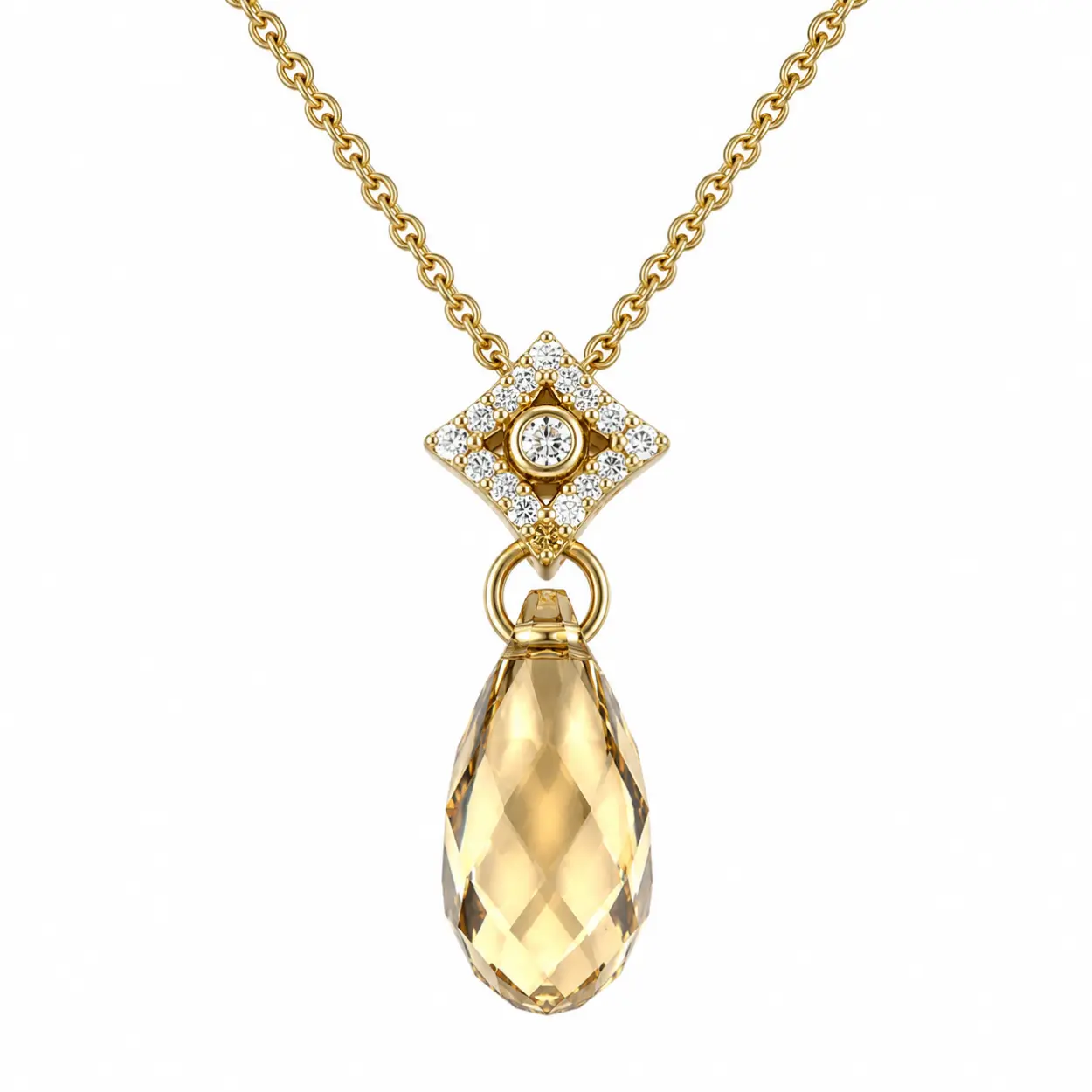 Verižica SPARK Rococo NG6010GS iz pozlačenega srebra 925 z visečim kristalom Swarovski® Golden Shadow.