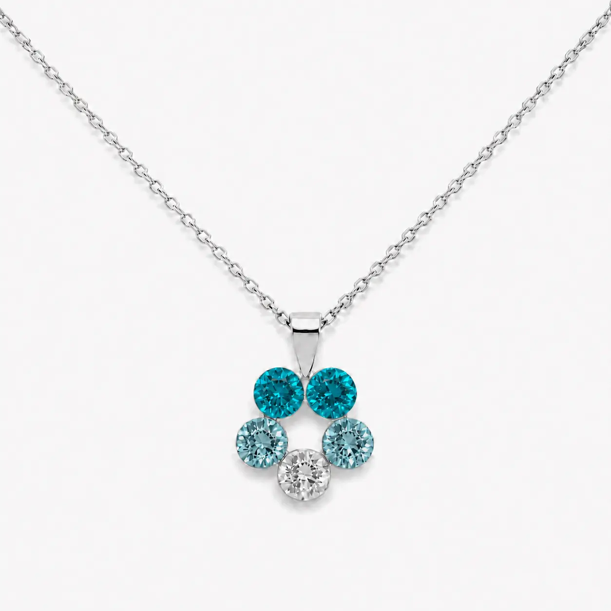 Verižica SPARK Bloom N1088PP325CB iz srebra 925 s kristali Swarovski® v turkiznih, svetlo modrih in prozornih odtenkih.