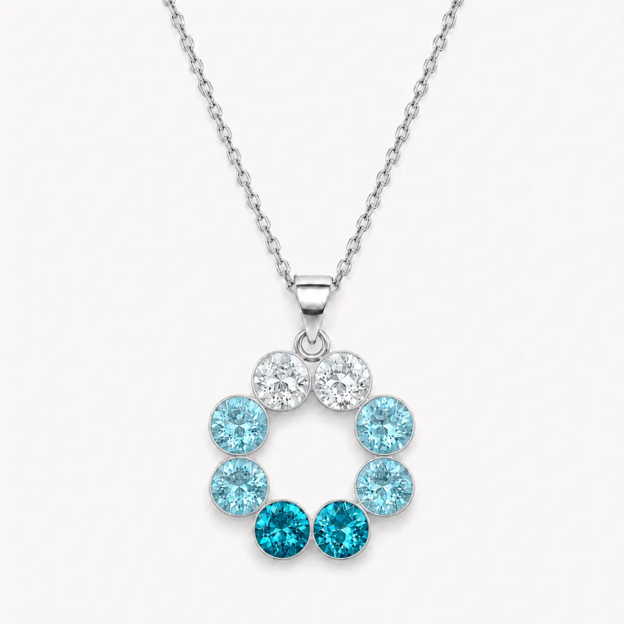 Verižica SPARK Bloom N1088PP328CB iz srebra 925 s kristali Swarovski® v turkiznih, svetlo modrih in prozornih odtenkih.