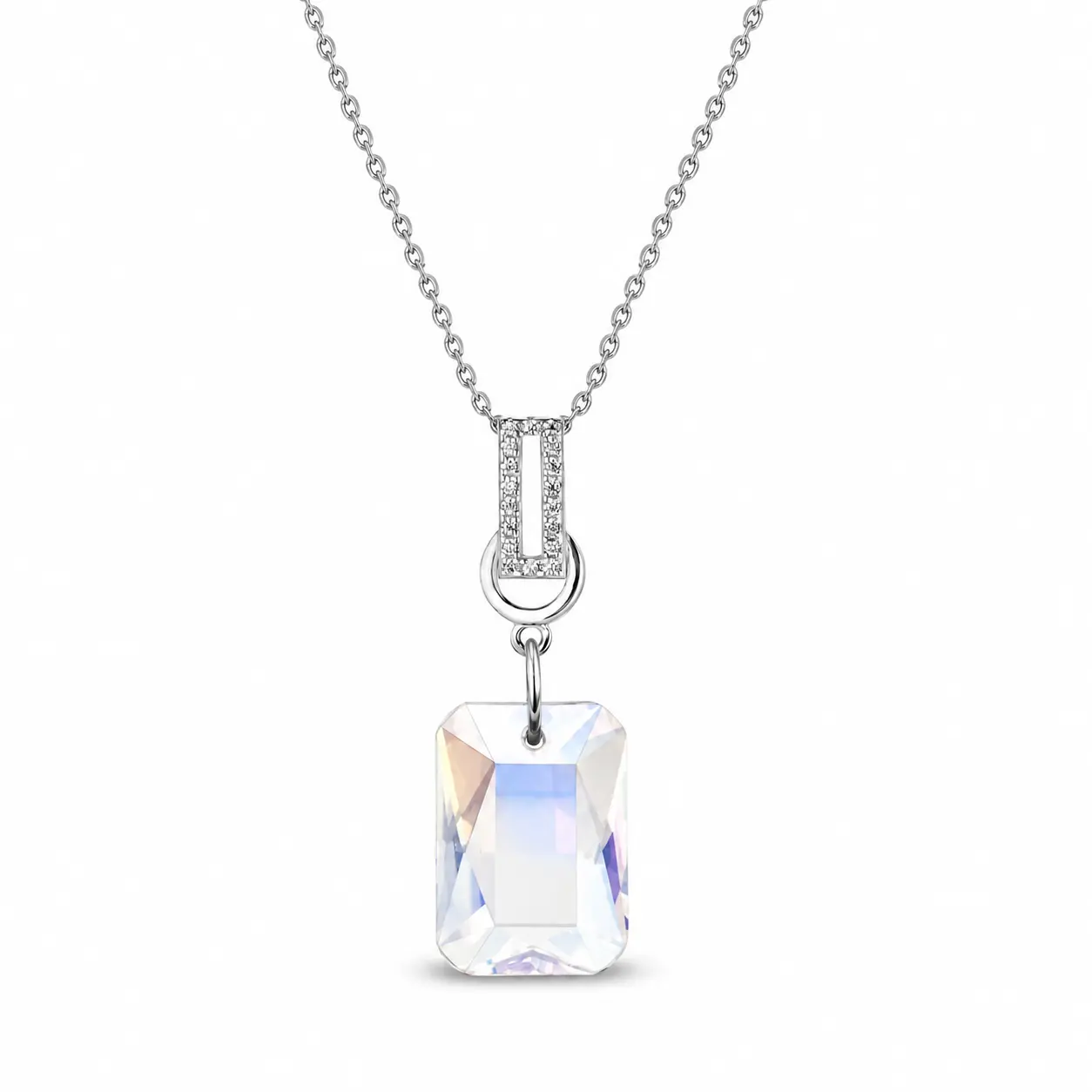 Verižica SPARK Octagon N6435CSH iz srebra 925 z osemkotnim kristalom Swarovski® Crystal Shimmer velikosti 16 mm.